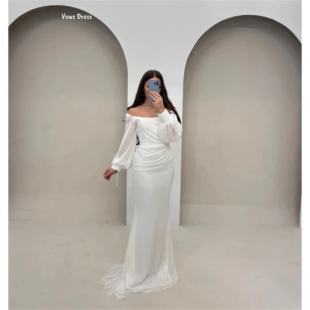 

Vows Evening Dresses Woman Elegant Prom Dresses 2025 Custom Made Wedding Evening Dress White Fish Tail Satin Cloth Robe Soiree