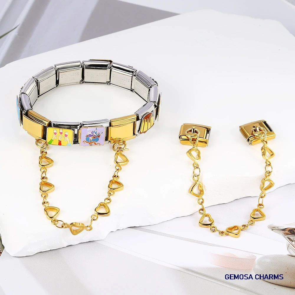 GEMOSA 16 Stil Hängende Herzkette Italienische Charms Link Fit 9mm Armband Edelstahl Frauen Weibliche DIY Herstellung von Schmuck – Detail 8