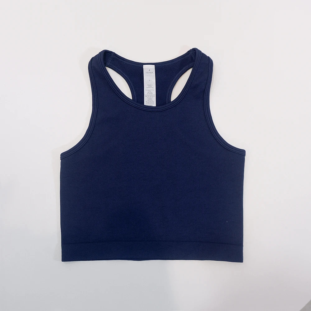 LULU FLORA Summer tank top, seamless, quick-dry sports base, outer wear, yoga stripe, fashionable, cross-border, beautiful back view 6