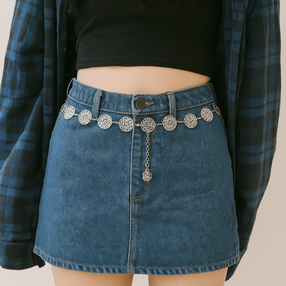 

Ретро универсальный этнический стиль металлический богемный пояс-цепочка для женщин модный свитер-цепочка на талии декор для тела аксессуары