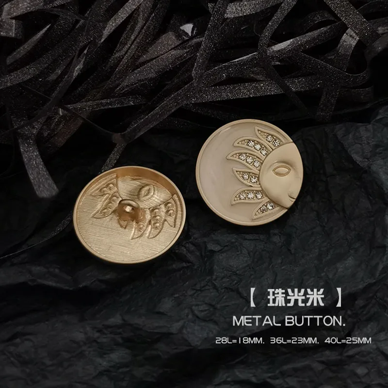 6 قطع من أزرار نمط الشمس الزيتية DIY زر ملون من الماس عرقوب، زر حياكة معدني مخيط يدويًا