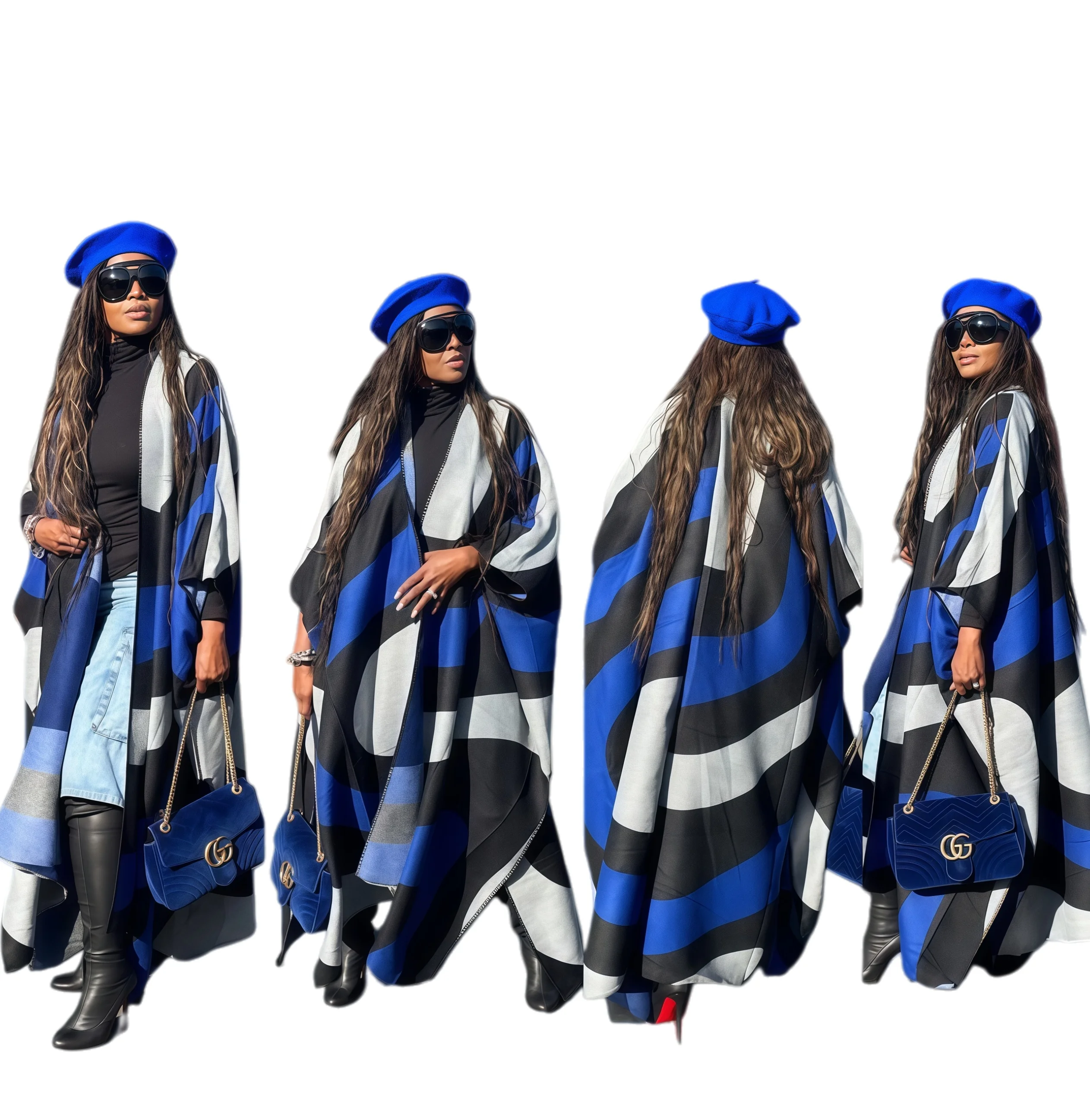 

Women's Winter Printed Open Front Kimonos Oversized African Female Loose Warm Cardigans