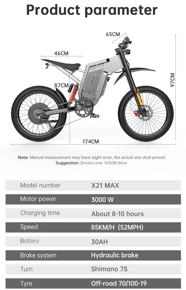 Readygo EKX X21 Max 3000W Electric Dirt Bike, 60V 30Ah Battery 85km/h Adult Off-Road E-Bike Brushless Motor Electric Motorcycle image 7