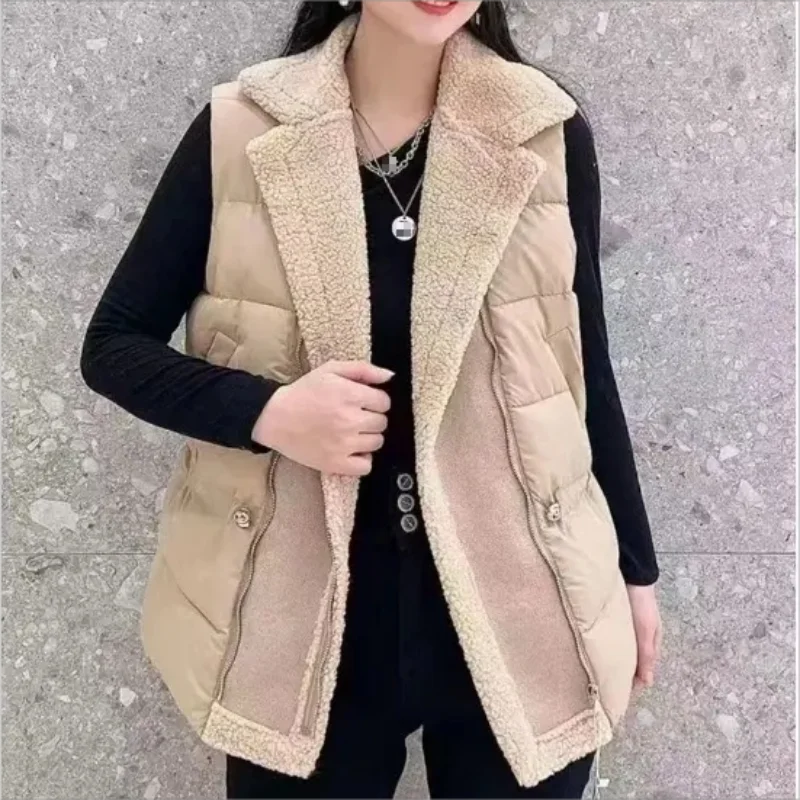 

Women's all-cotton vest Women's new imitation cashmere Korean fashion down all-cotton thickened vest