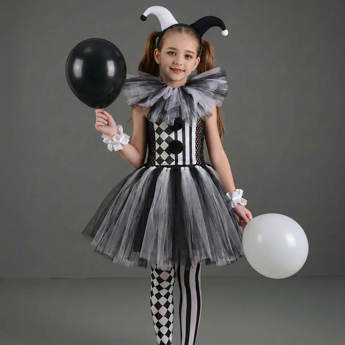 Mädchen Tüll Clown Tutu Cosplay Halloween Kostümset für Kinder, Musikfestival, Zirkus, Bühnenauftritt, Karnevalskleidung 2026 – Detail 8