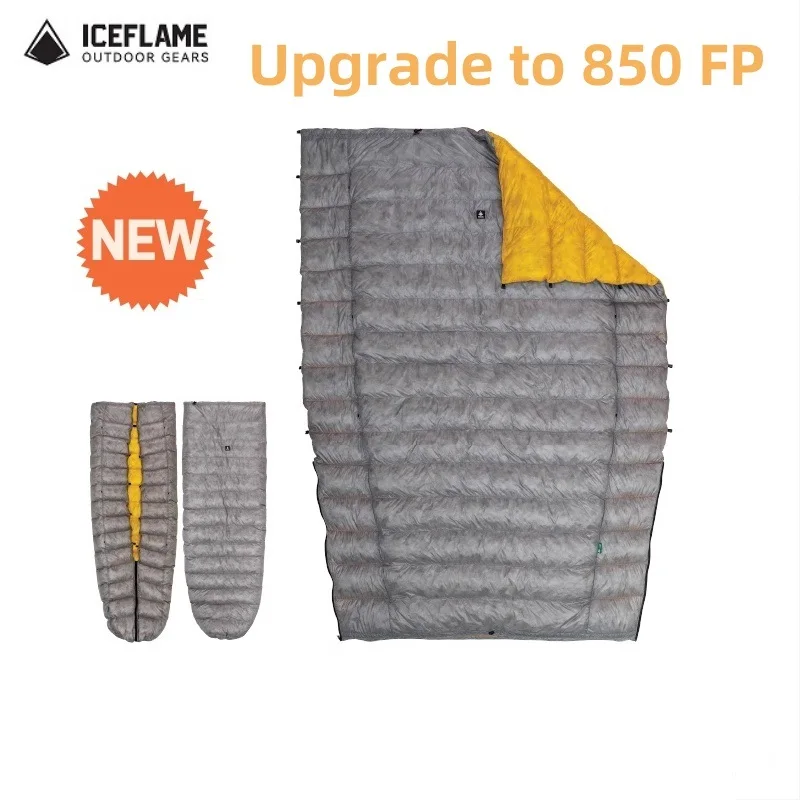 Couette en duvet ICE Flame NXT 850FP pour le camping en plein air, multifonctionnelle, ultralégère, nouvelle couette en duvet de canard, imperméable, sans fond, sac de couchage