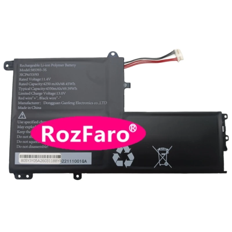 

Аккумулятор для ноутбука RozFaro 585393-3S 11.4V 48.45Wh 4250mAh для MachCreator Genesis N15 MC15N JB0C1G001RU JB0C1G001EN 15.6"