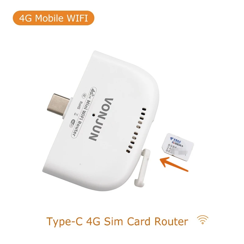 VONJUN 4G C타입 USB 와이파이 동글, LTE 나노 SIM 카드 모바일 라우터, 휴대용 무선 핫스팟 UF100