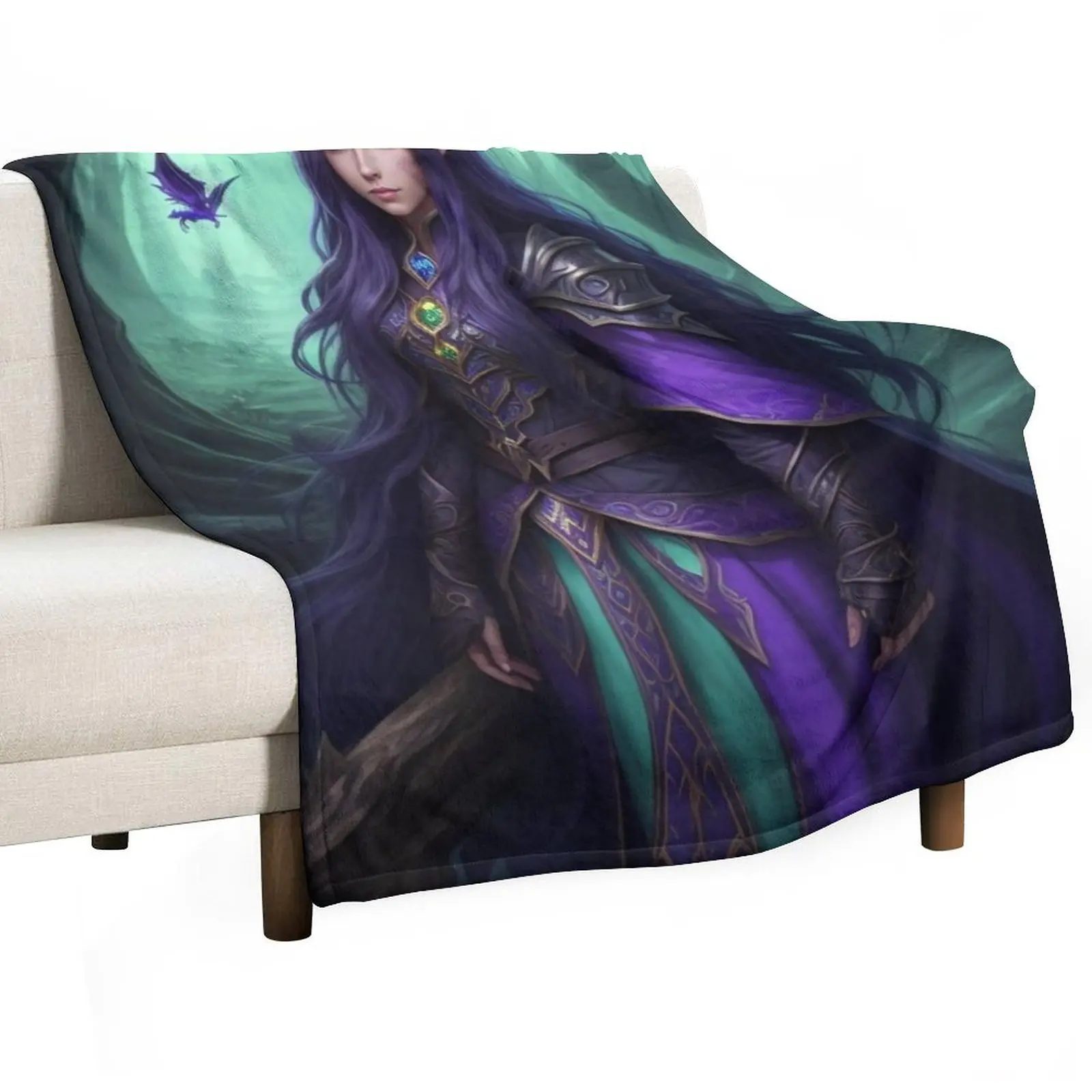 Female elf Druid. Throw Blanket Sofa Throw Thins Tourist Blankets