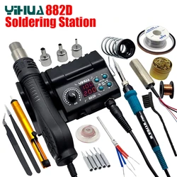 YIHUA 882D – Station de soudage multifonctionnelle 2 en 1, fer à souder, pistolet à Air chaud, Station de travail de soudage, outils de réparation de téléphones