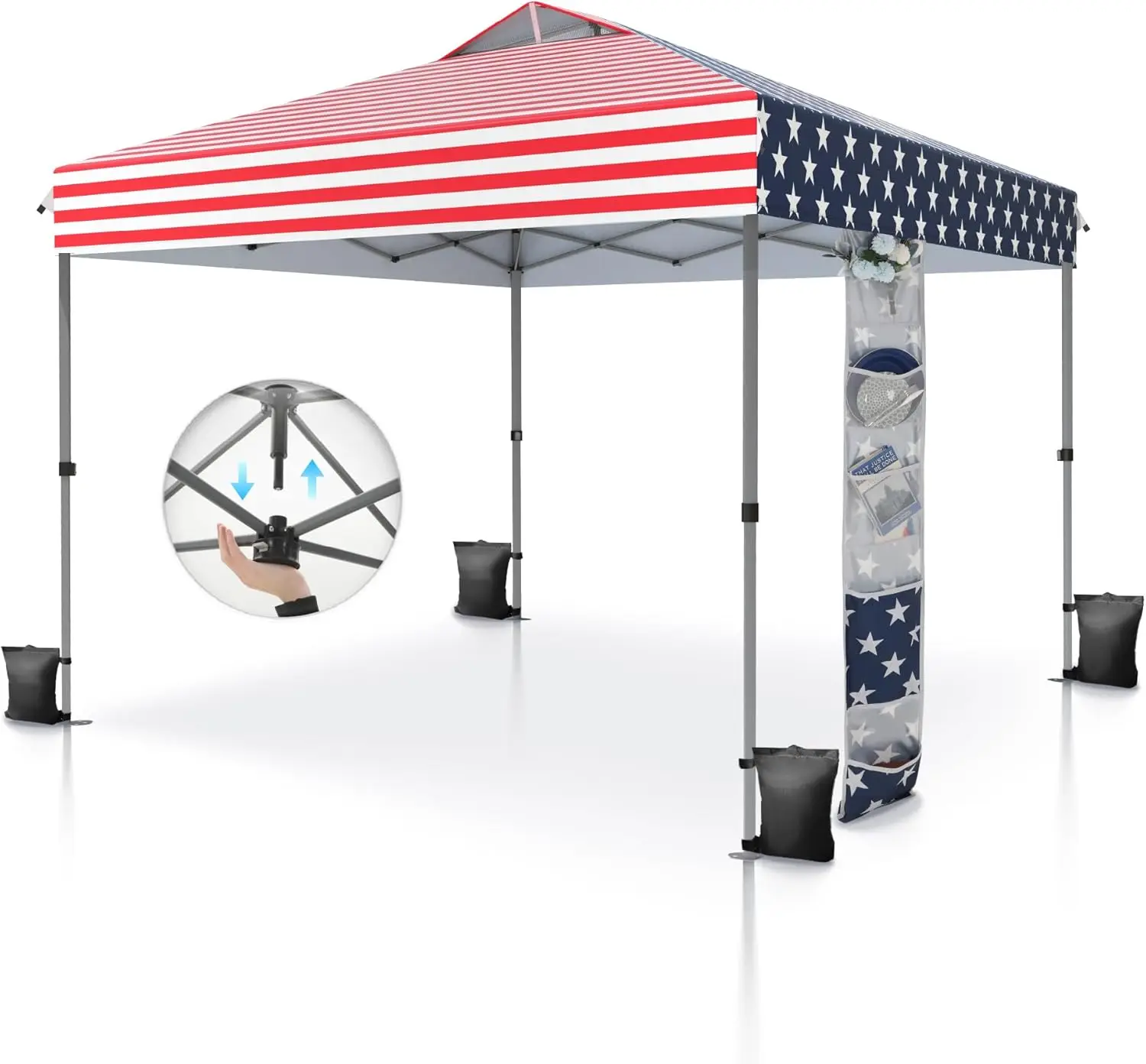 

10x10 Pop Up Canopy Tent - One Push Setup, Instant Shade Tent with Vented Roof for Beach & Events - Includes Storage Bag, San