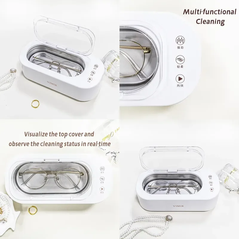 Portable Electric 45kHz Ultrasonic Cleaning Machine with up to 0.5L Capacity for Glasses Jewelry Dentures-Household Use