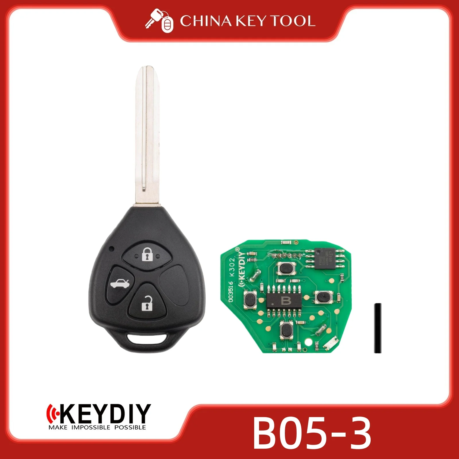 

KEYDIY KD B05-3 Универсальный дистанционный ключ с 3 кнопками, совместимый с типом Toyota