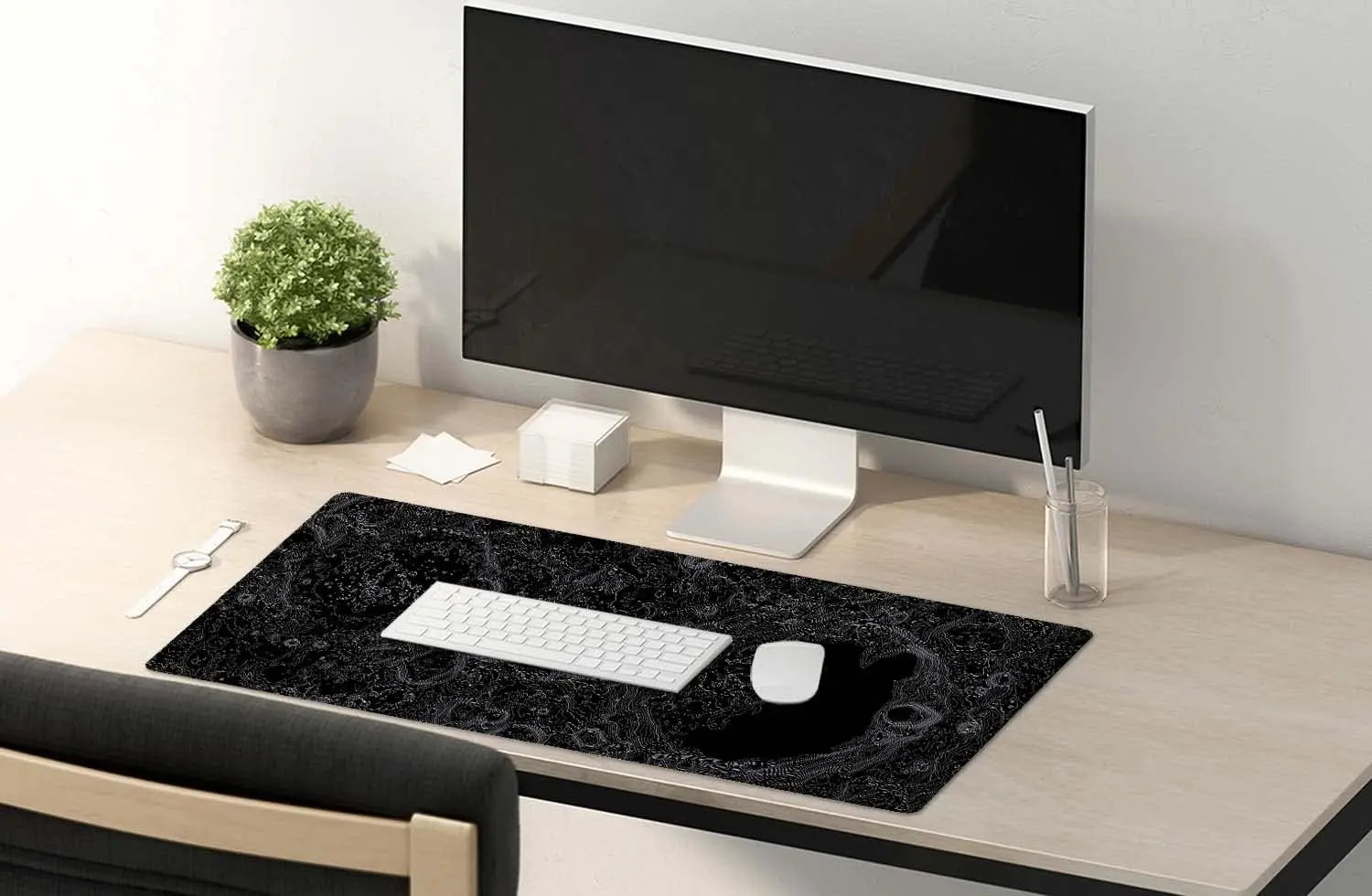 Black Water Ripple Game Mouse Pad Game Player Peripheral Table Mat Smooth Cloth Surface Suitable for All Kinds of Games