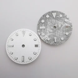 Cadran de Montre Lumineux et Stérile, Gris, Blanc, 28.5mm, Adapté au Mouvement NH35