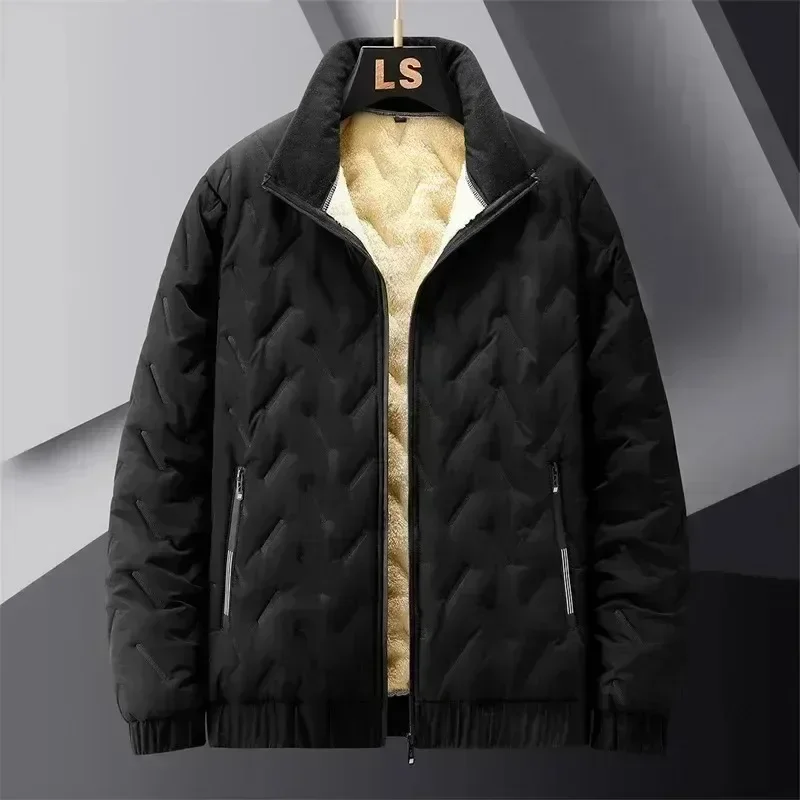 Winter Wool Fleece Jacket Men Thermal Lined Thick Warm Fleece Jacket Male Coat Turn Down Collar Parkas Korean Outerwear Jackets