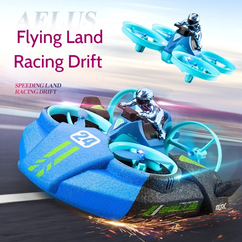 New V24 water, land and air three-in-one remote control aircraft Children's toy drone four-axis flyer foam aircraft