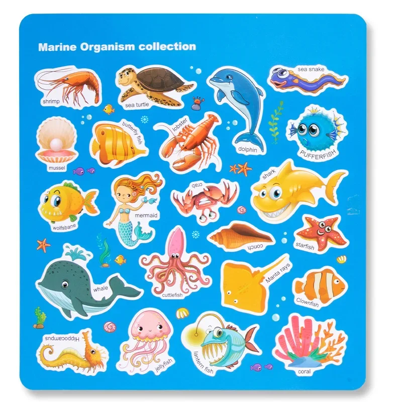 Children Reusable Sticker Book DIY Puzzle Wholesale Early Educational Concentration Cultivation Animal Dinosaur kid Stickers toy