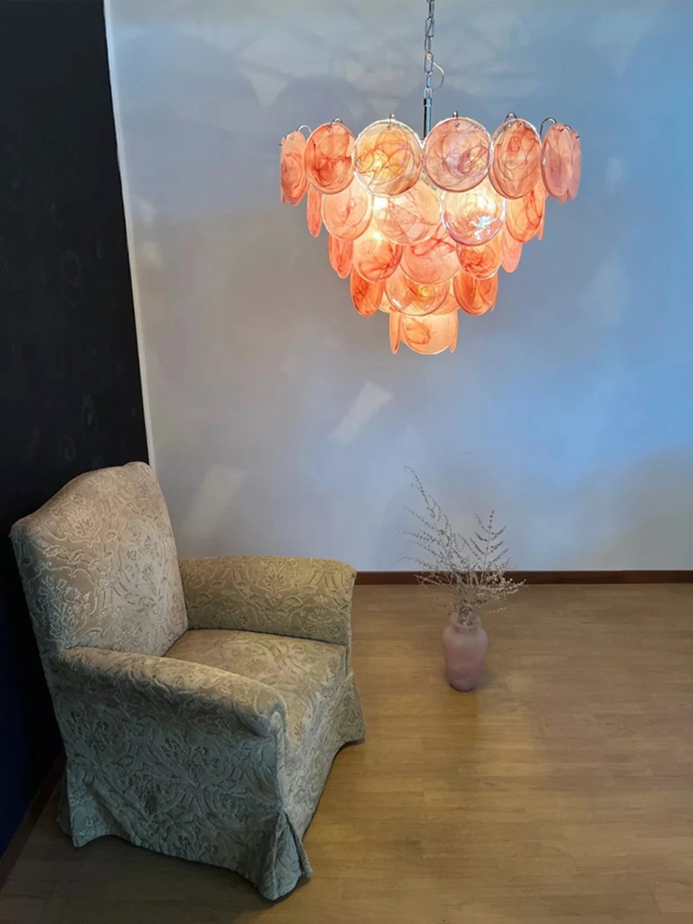 French Glass Art Dimmable LED Chandelier