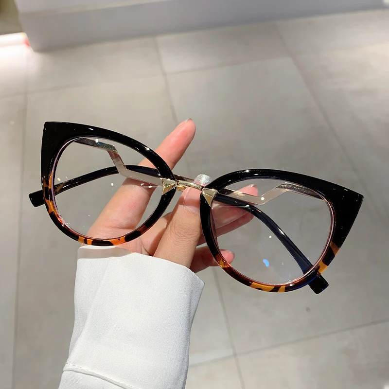 KAMMPT Übergroße Cat-Eye-Brille, stilvoll, Vintage, rund, Damen-Brille, 2023, trendige neue optische Brille ohne Rezept