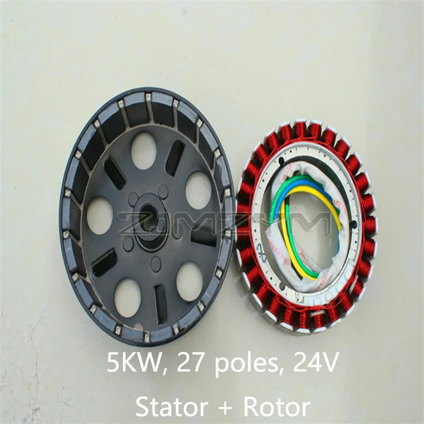 Imagem -04 - Pure Copper Range Extender Gerador Estator Rotor 27-pole Coil 3kw 5kw 24v 48v 60v 72v