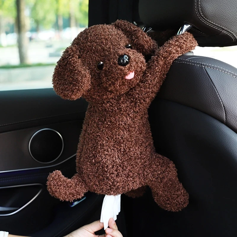 

Cute Car Accessories Woman Tissue Box Creative Lovely Teddy Dog Plush Tissue Box Holder for Car Armrest Box Car Seat Tissue Box