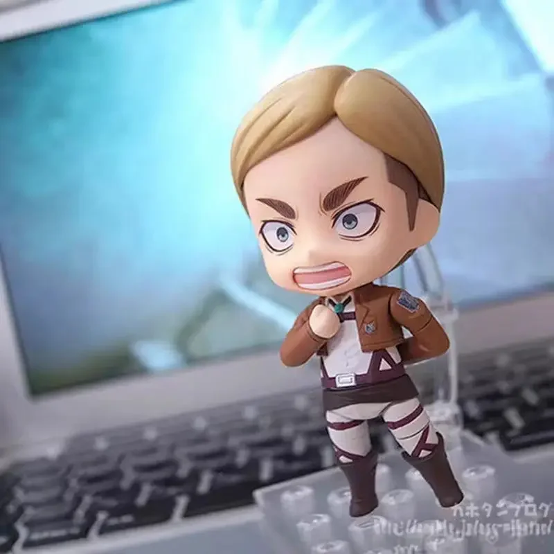 Anime Attack ON Titan Figures 775# Q Version Erwin Smith Face Changing Action Figures PVC Model Statue Office Desktop Doll Gifts