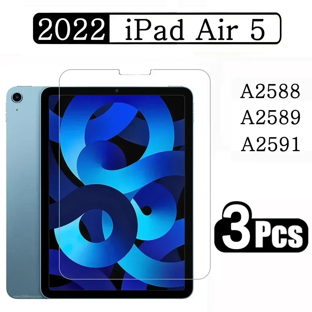 

(3 упаковки) Закаленное стекло для Apple iPad Air 5 2022 Air5 5-го поколения A2588 A2589 A2591 Защитная пленка для экрана планшета