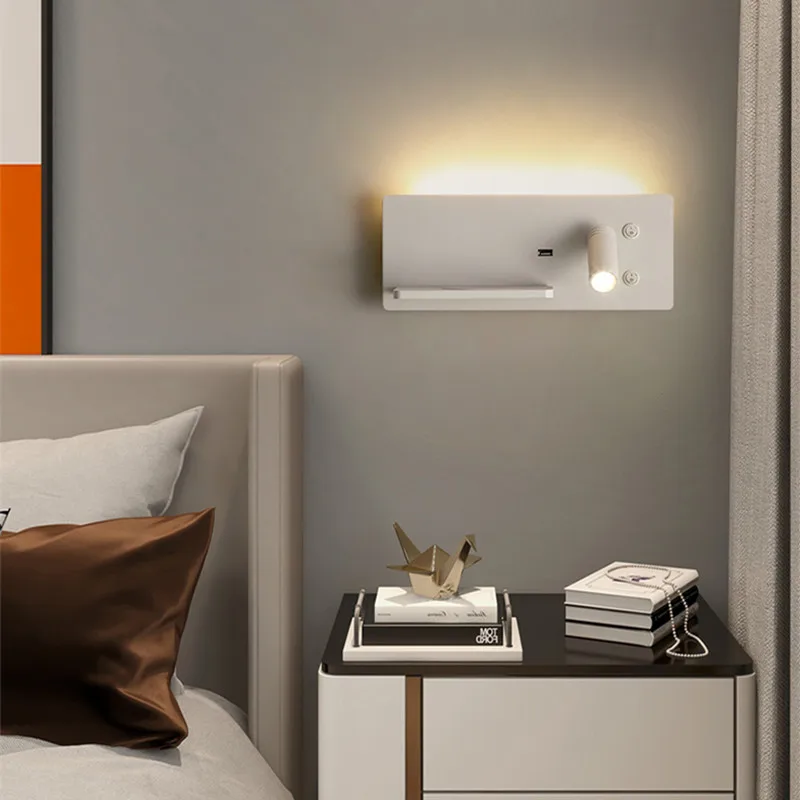 Imagem -04 - Simples Carregamento Lâmpada de Parede Led Sconce Usb Holofotes para Lobby Sala de Estar Estudo Decoração Cabeceira Moderna Luz de Leitura