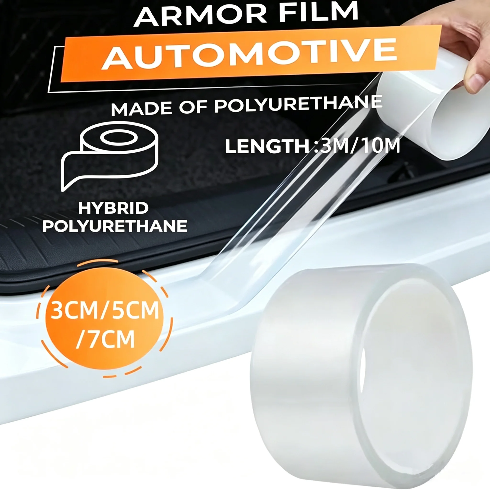Protetor de Borda de Porta de Carro Transparente 3M/10M, Faixa Anticolisão para Soleira de Porta, Película Protetora para Molduras de Carro