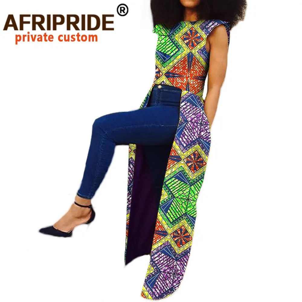 2024 African Clothes for Women Private Custom Sleeveless Long Back Coat Ankle Length Pure Wax Cotton Plus Size A722411