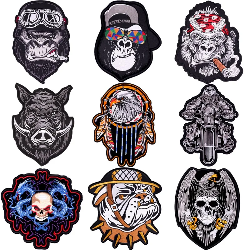 3pcs/Lot Large Luxury Anime Embroidery Patch Biker Punk Orangutan Denim Jacket Clothing Decoration Craft Diy Accessory