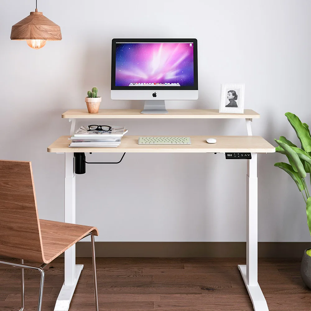 

Office Ergonomic Standing Desk Double-layer Desktop Height Adjustable Tables Electric Stand up Desk for Music Producer