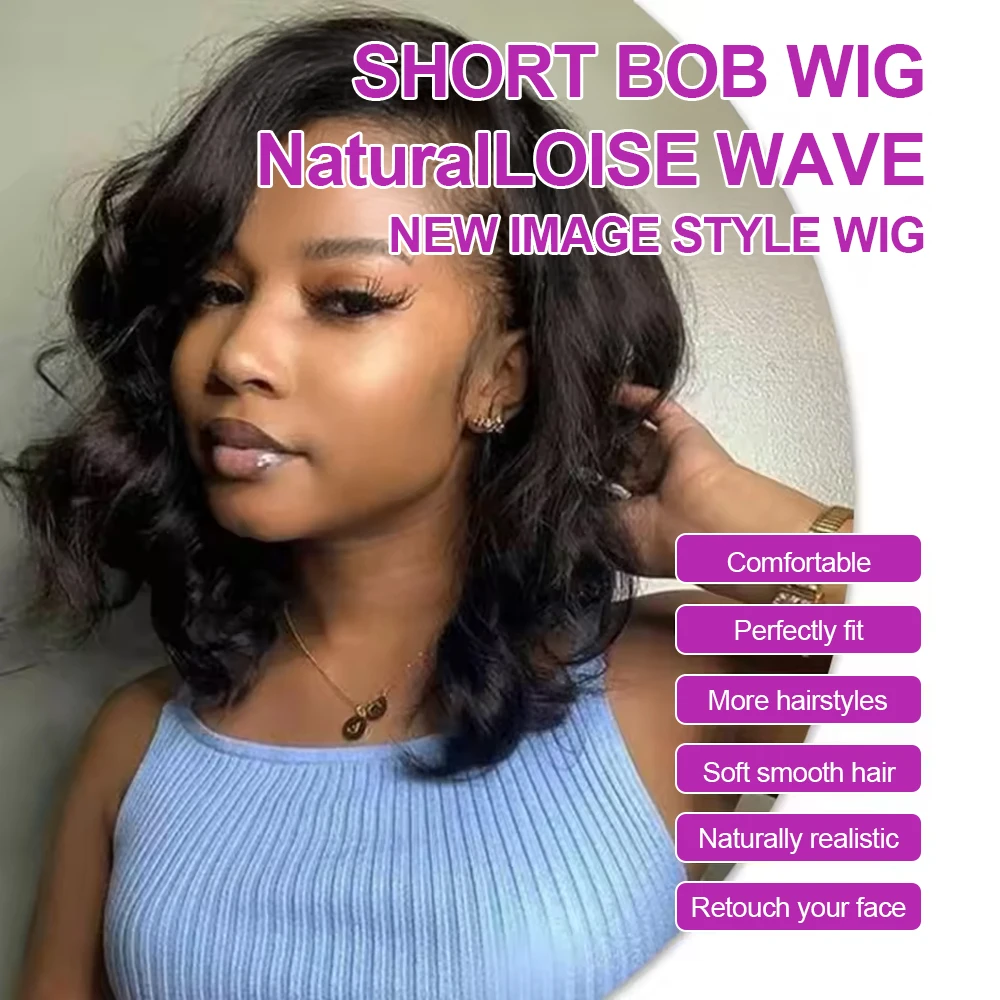 Wig Rambut Asli Tanpa Lem Deep Wave 13x6 HD Lace Frontal Untuk Wanita, Wig Bob Tanpa Lem Body Wave, Wig Rambut Manusia Densitas 250 Siap Pakai
