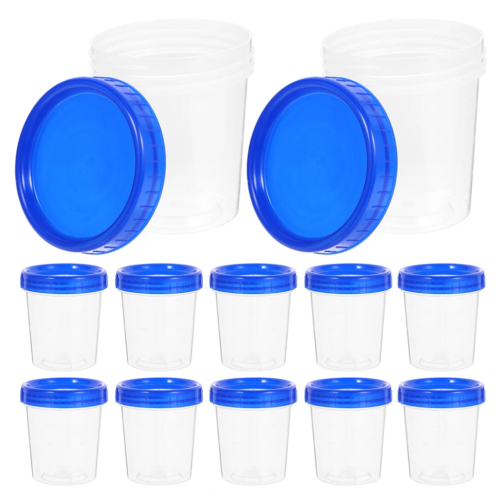 

20pcs Specimen Container Leak Proof Measuring Test Graduated Sample Cup with Screw Lid Medical Teaching Tools