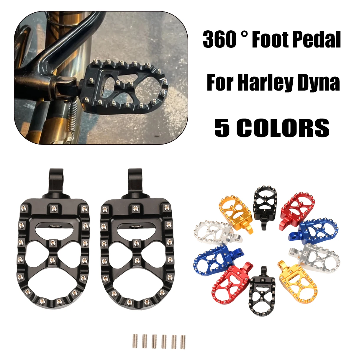 

Motorcycle CNC Wide Fat Footpegs 360° Roating Foot Pegs For Harley Dyna Fat Bob Softail Sportster Street Bob Motorcycle Parts