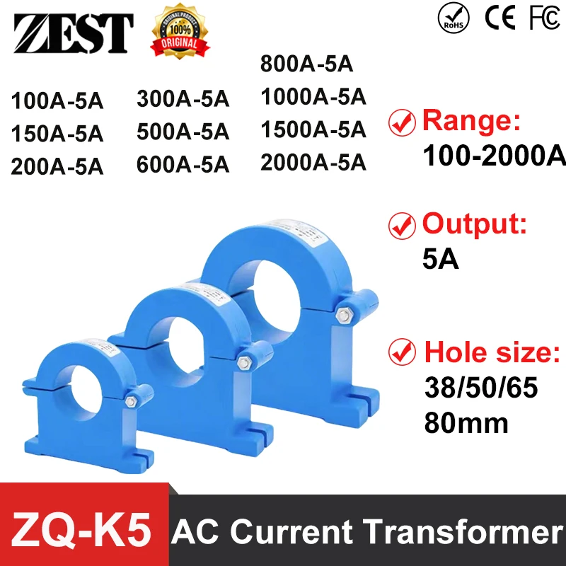 Open Close Current Transformer Sensor AC Open Type 100A 150A 200A 300A 500A 1000A Clamp High Frequency Transformer 5A Output