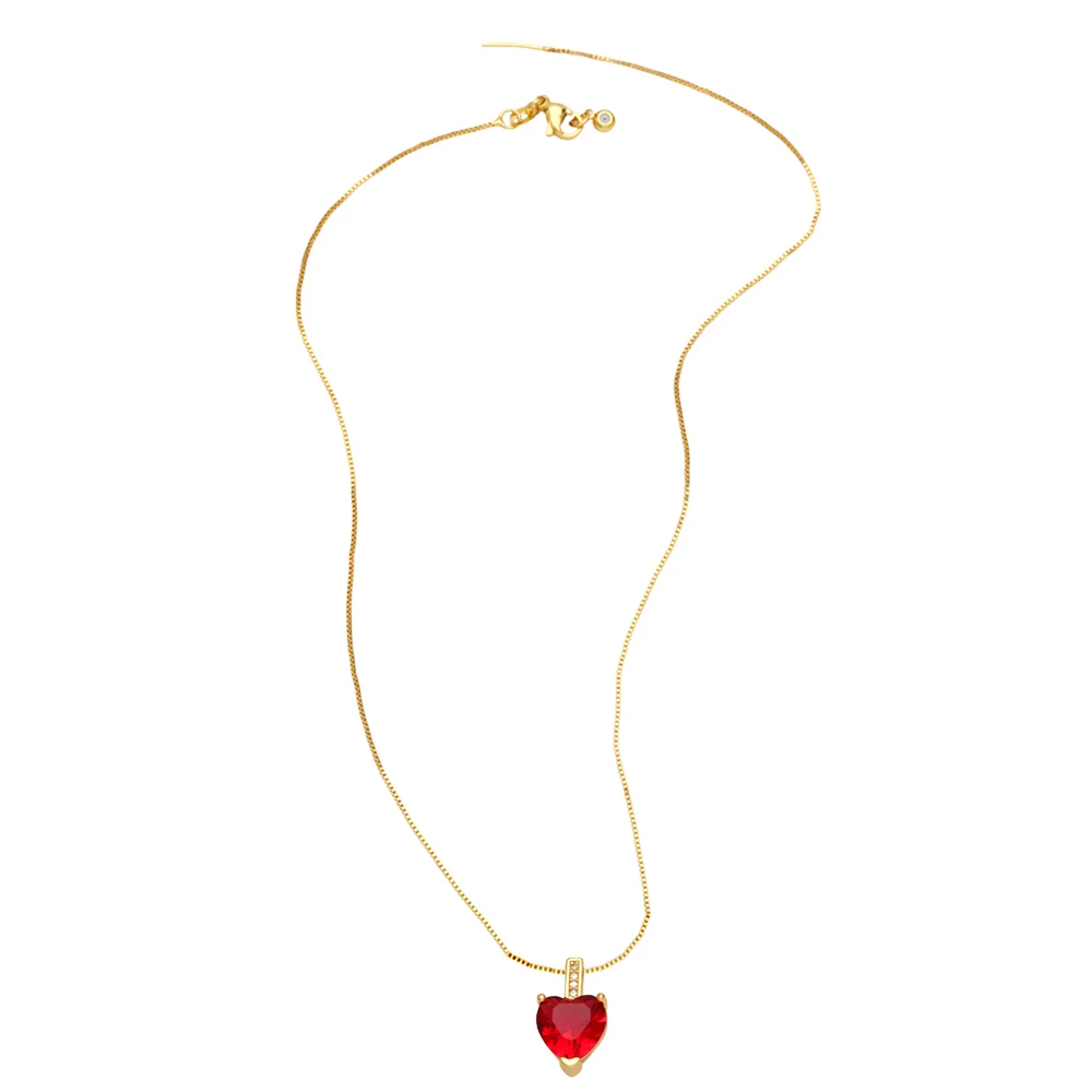 FLOLA Mini Crystal Heart Necklace for Women Copper Gold Plated Box Chain Necklace Cubic Zircon Jewelry Party Gifts nkeb370