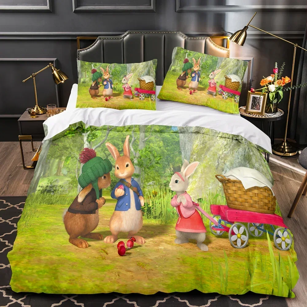 3D Printed Peter the Rabbit Comfortable Duvet Quilt Cover Pillowcase Bedding Set Children Bedroom Decoration Home Textile
