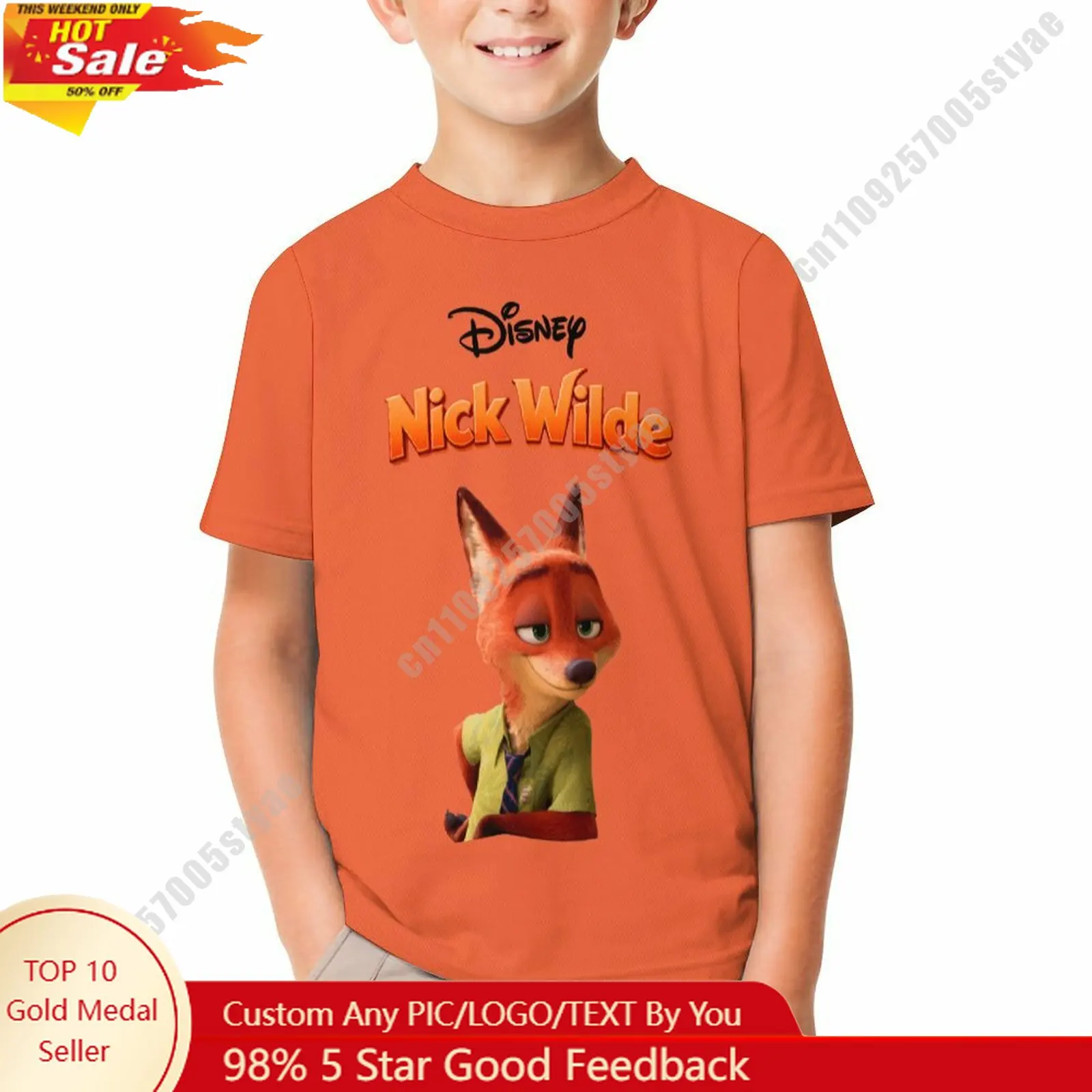 

Nick Wilde T Shirt Disney Boy Girl Custom Short Sleeve Print Fashionable Cute Casual Cotton TShirt Crew Neck Children Tee