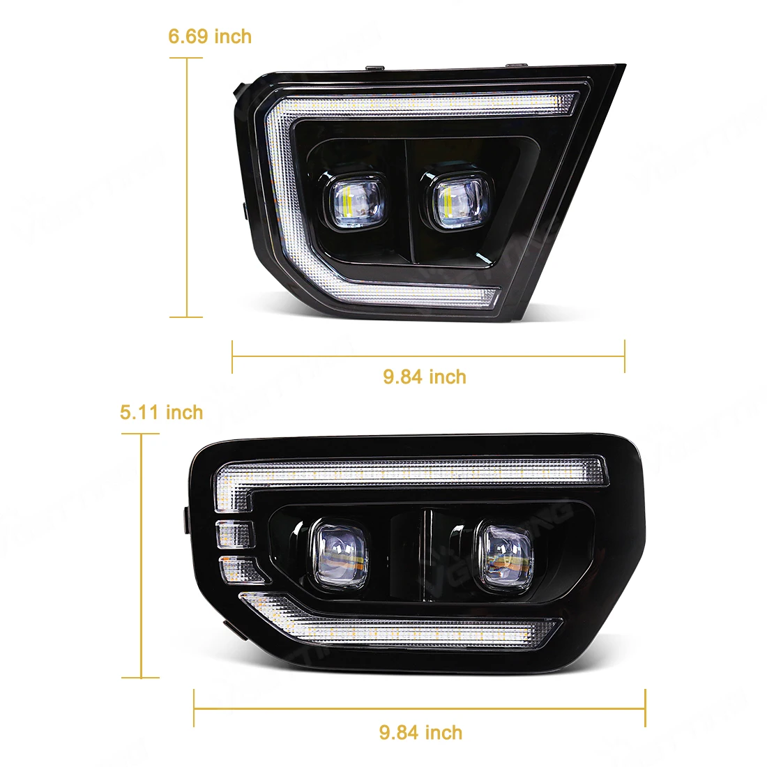 DRL لفورد رينجر تريمر T9 XL XLT Wildtrak 2022 2023 2024 LED أضواء النهار الجري سيارة الضباب مصباح أبيض أصفر السيارات أضواء النهار