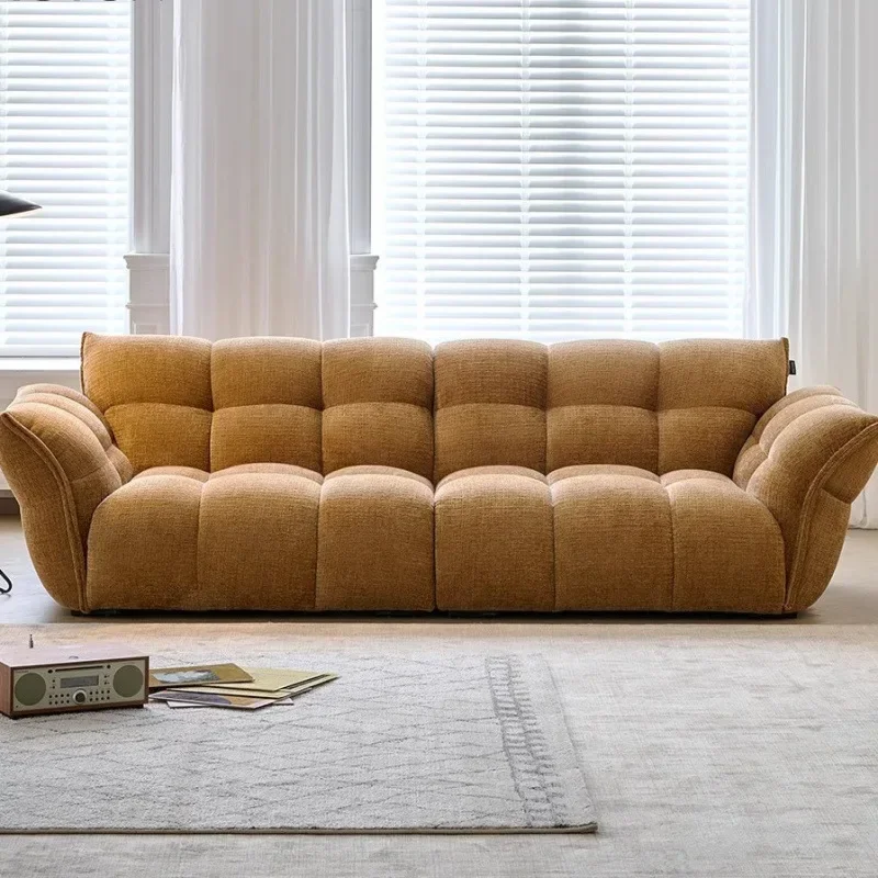 

Sofa French retro yellow fabric petal sofa living room