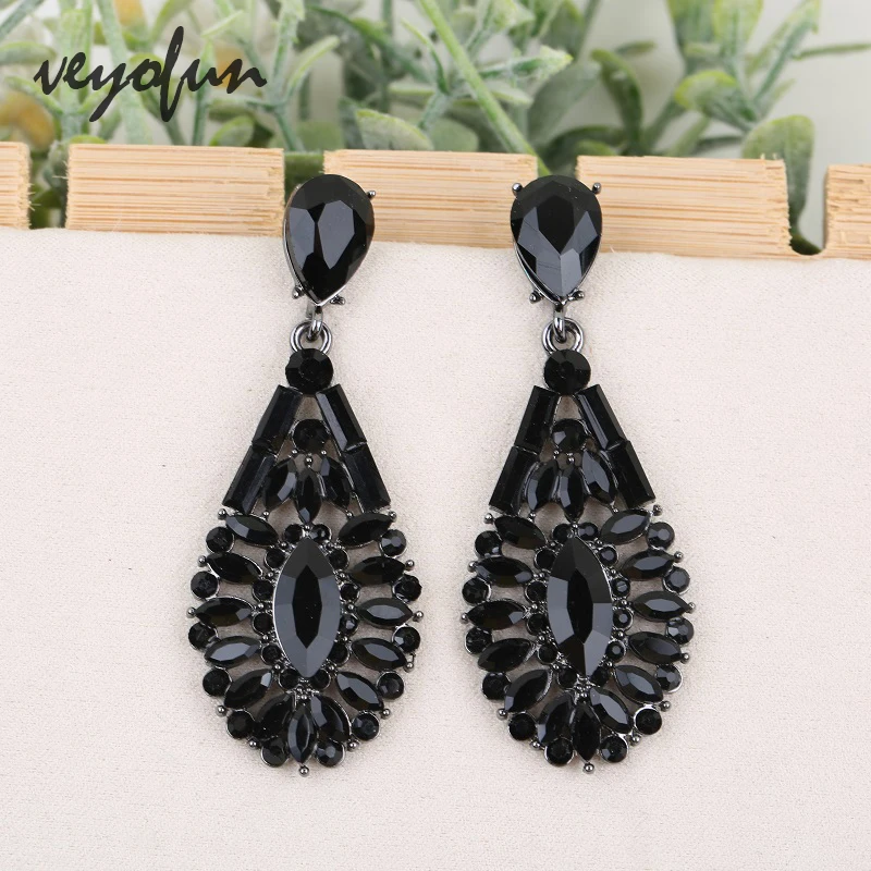 Veyofun Classic Hollow Crystal Drop Earrings Vintage Party Bridal Dangle Earrings Fashion Jewelry for Women Gift