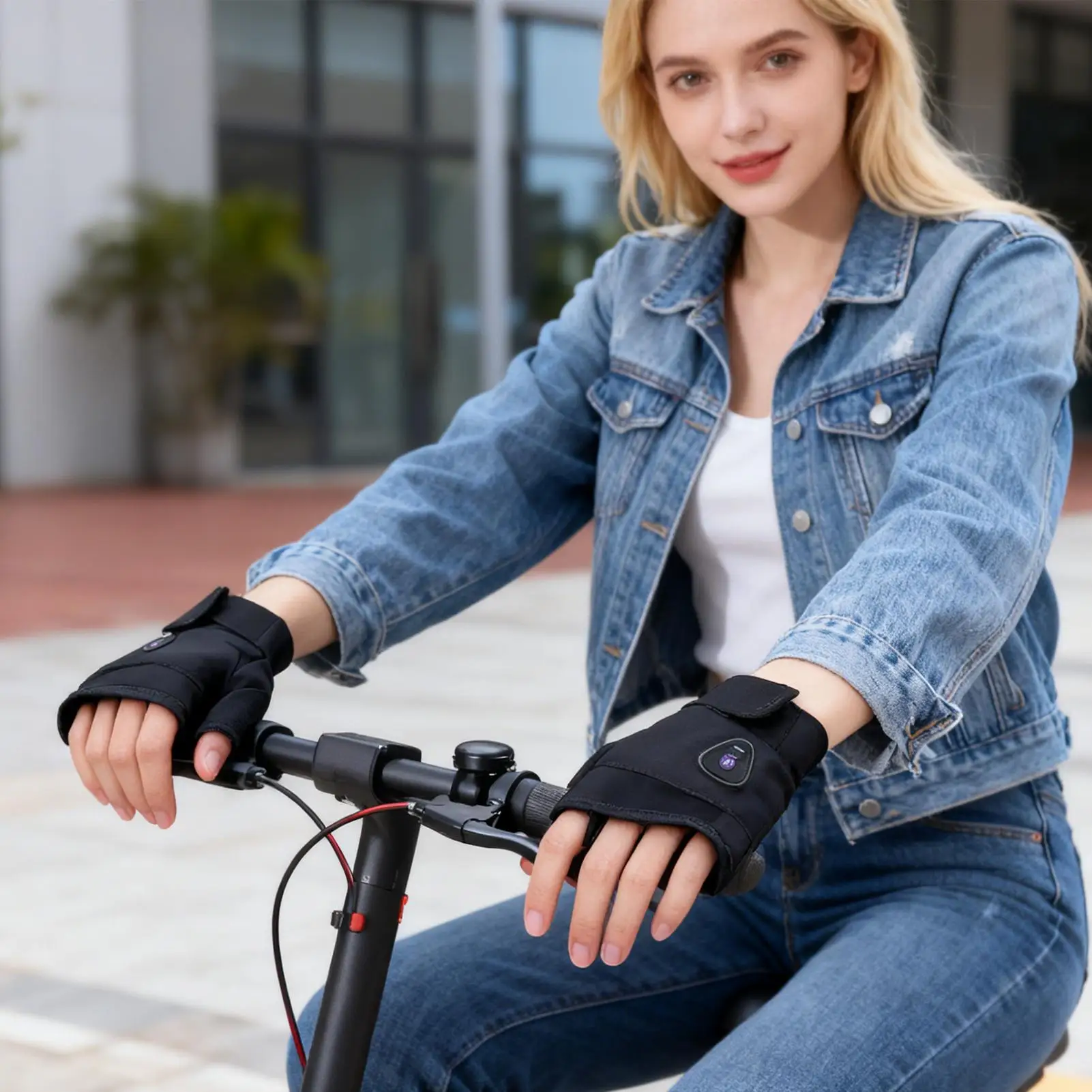 

Motorcycle Electric Heated Gloves Rechargeable Winter Fingerless Gloves Motorcycle Riding Half-Finger Electric Heated Mittens