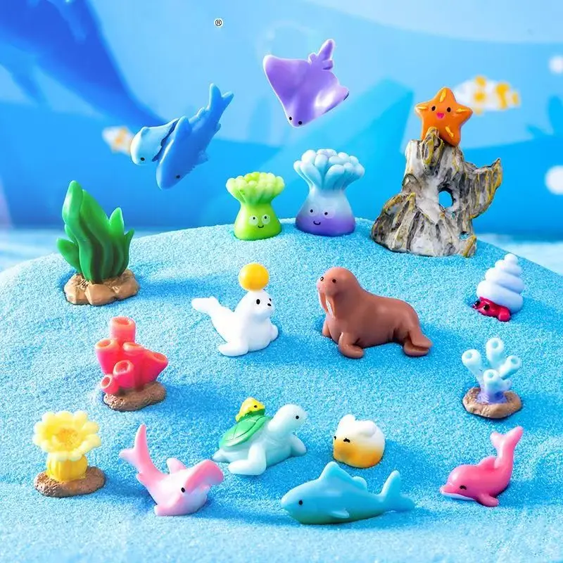 

Mini Ocean Figurine Resin Ornaments CuteMarine Life Sea Animals Tiny Statue AquariumHome Desktop Micro Landscape Decor
