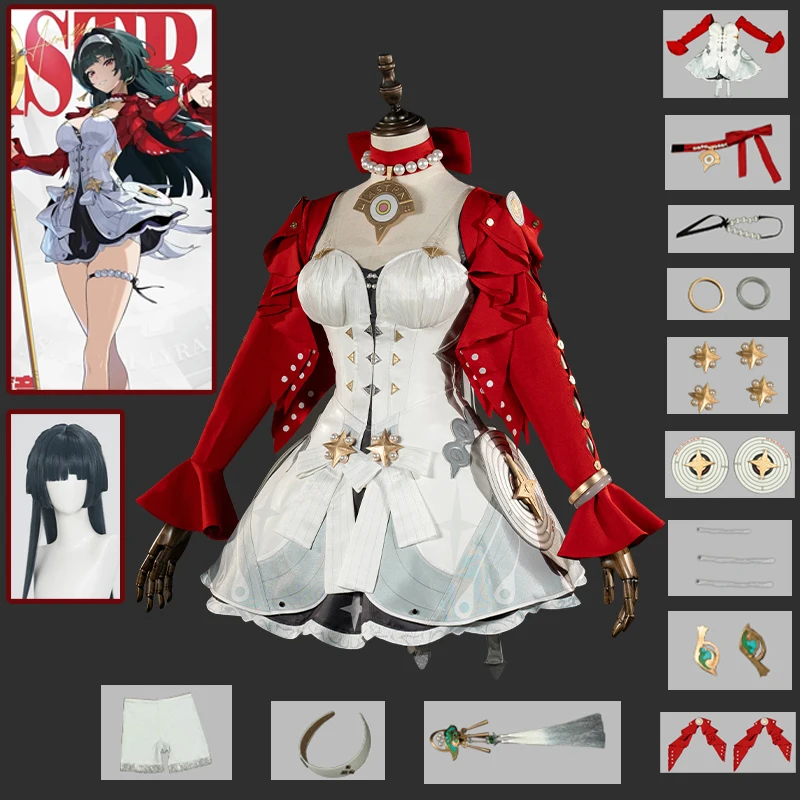 

Game Zenless Zone Cosplay Astra Yao Cosplay Costume Red Dress ZZZ Women Dress Astra Cosplay Wig Shoes Hallowen Roleplay Full Set