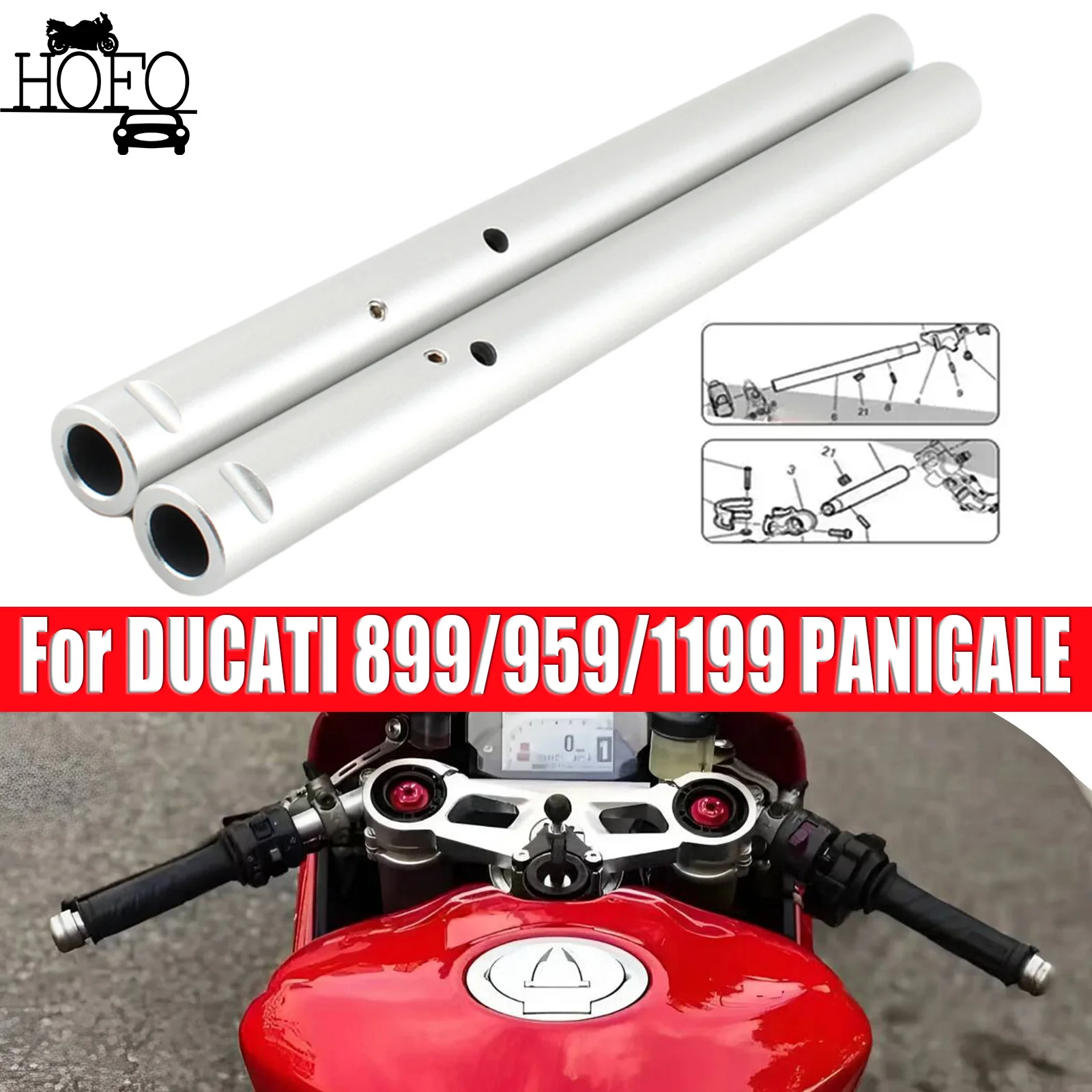 Right / Left Clip On Handlebar Handle Bar Tube For DUCATI 899/959/1199 PANIGALE