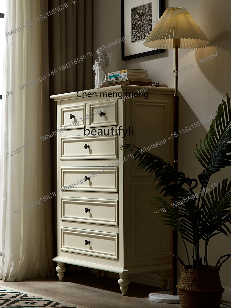 

X American Style All Solid Wood Drawer Storage Six-Drawer Cabinet White Modern Simple Bedroom Small Apartment