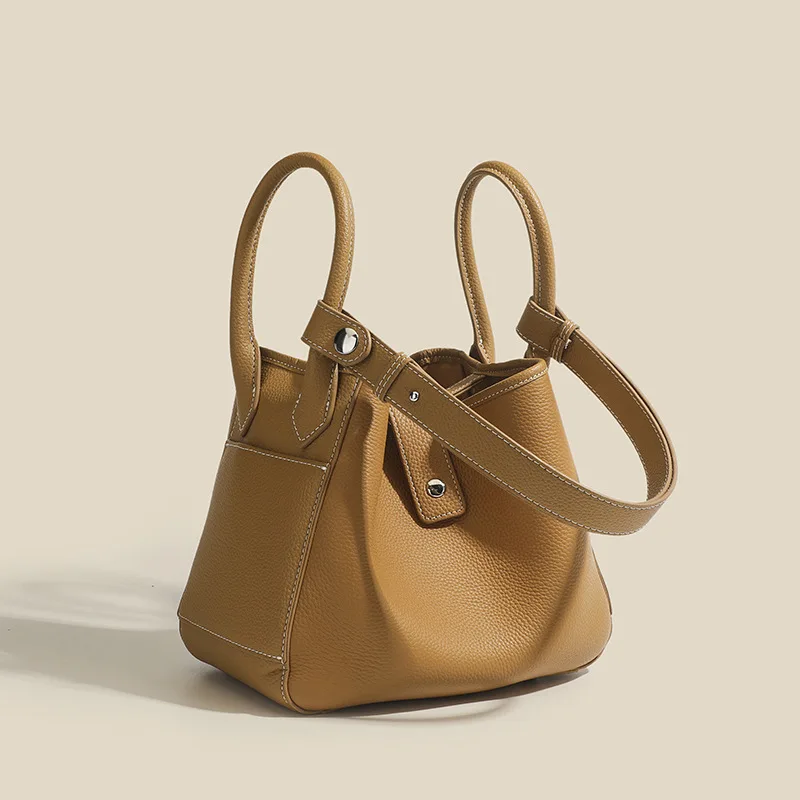 

Женская сумка-ведро из 100% натуральной кожи, уникальный дизайн, однотонная, для повседневного использования, из воловьей кожи, для женщин