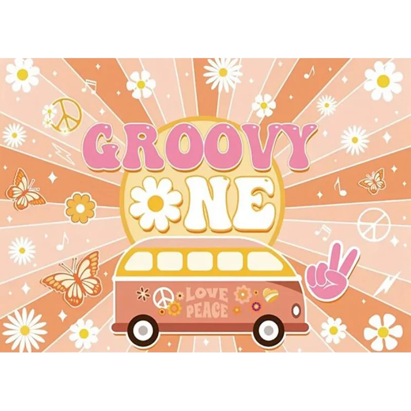 Boho Rainbow Daisy Girl 1 ° compleanno fotografia sfondo pace neonato sfondo Baby Shower Party Decor puntelli da Studio AZ-02